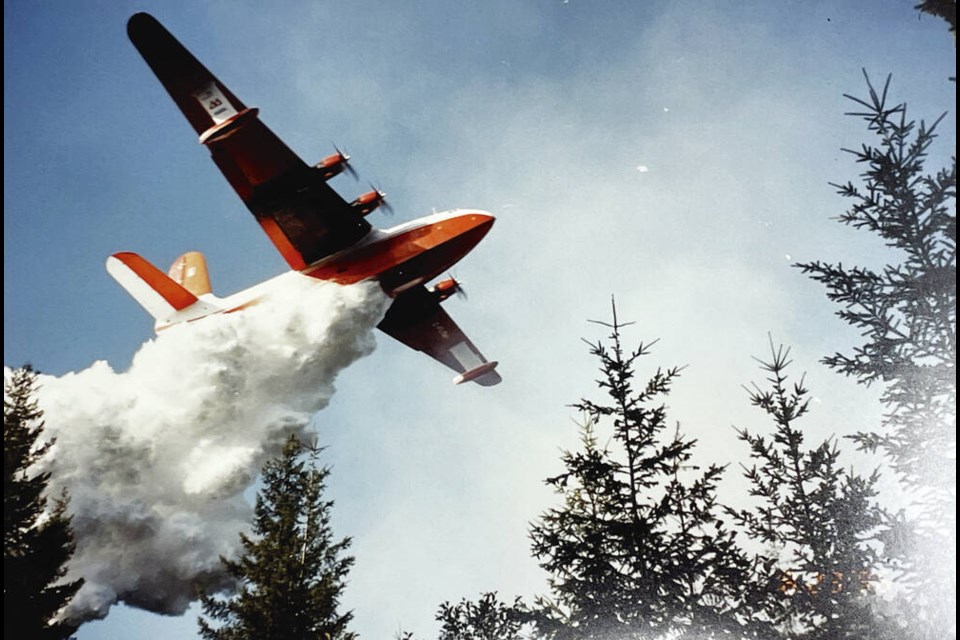 The Hawaii Martin Mars water bomber in action. The massive aircraft will be on display at the B.C. Aviation Museum, with the grand opening of the exhibit set for Sept. 28. BC AVIATION MUSEUM