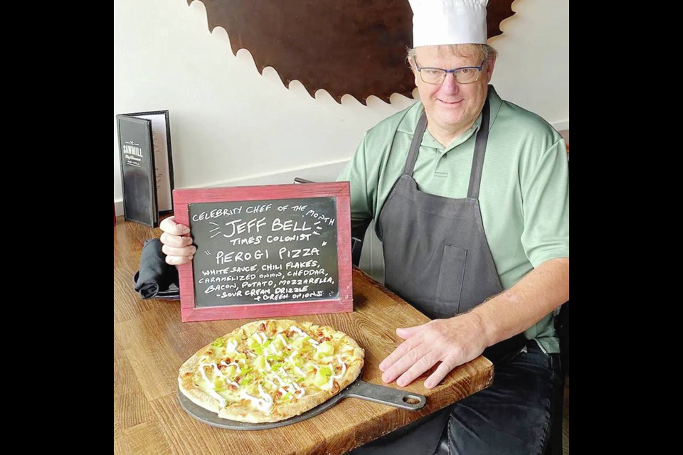 Reporter Jeff Bell is the celebrity guest chef at Sawmill Taphouse & Grill this month. For each pierogi pizza sold at the restaurant’s Colwood and Chemainus locations this month, $5 will go to the Times 91ԭ Christmas Fund. SAWMILL TAPHOUSE & GRILL 