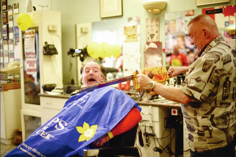 Tour de Rock team member Chris Seeley prepares to get his head shaved. JACINDA THOMAS 