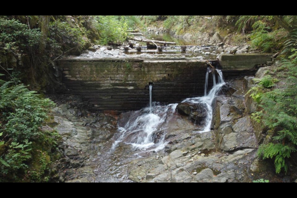 The Mackie Road Dam on Holland Creek was built for water supply for nearby coal mines. TOWN OF LADYMITH 