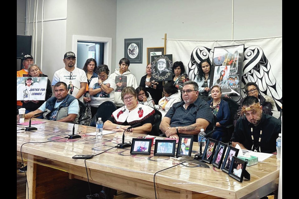 Nuu-chah-nulth Tribal Council is calling for support to solve the ongoing drug and mental-health crisis that is claiming lives among its 14 member nations. Photos lined up on the right at a Port Alberni news conference show some of the people who have died. VIA NUU-CHAH-NULTH TRIBAL COUNCIL 