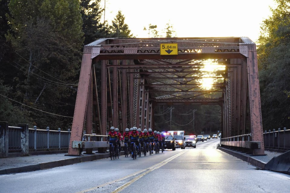 The Tour de Rock team rides out of Parksville en route to Port Alberni on Friday. JACINDA THOMAS 