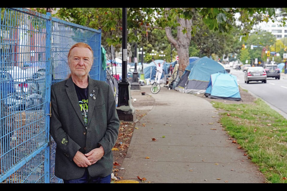 Grant McKenzie of Our Place on the 900-block of Pandora Avenue on Wednesday. McKenzie says it’s important to 
have all the available options to stabilize those coming off the street, from detox and residential treatment to involuntary care for those in need of it, and longer-term housing where people can focus on rebuilding their lives. ADRIAN LAM, TIMES COLONIST 