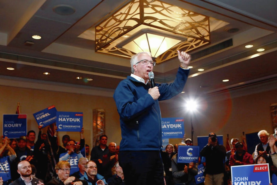 saʴý Conservative Leader John Rustad delivers a speech during a campaign rally in Nanaimo on Wednesday. Chad Hipolito, The Canadian Press 