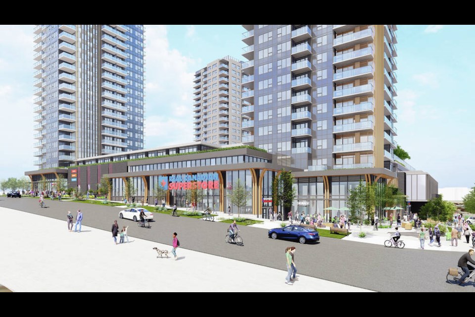 An artist’s rendering of Townline’s mixed-use project proposed for 760 Tolmie Ave. CHRIS DIKEAKOS ARCHITECTS INC. 