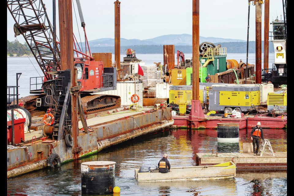 Up to 2.5 metres of bedrock and up to a metre of soft sediment will be removed to increase the depth of Berth 5 at B.C. Ferries’ Swartz Bay terminal for Salish-class vessels.  DARREN STONE, TIMES COLONIST 