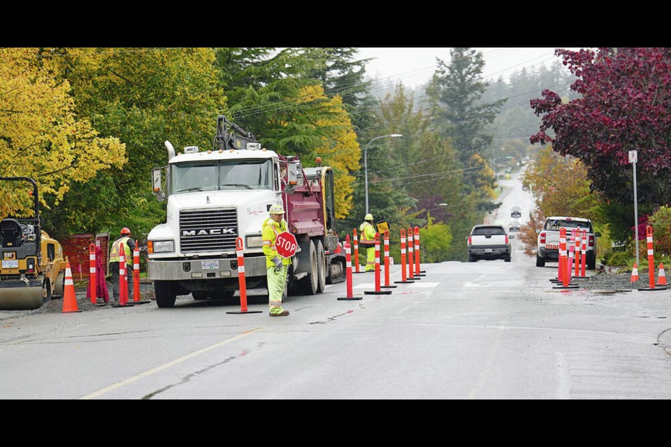 Work underway on Mann Avenue in Saanich. ADRIAN LAM, TIMES COLONIST 