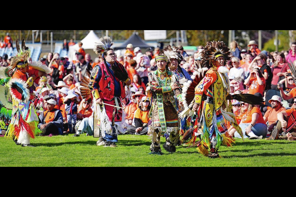 The South Island Powwow at Royal Athletic Park on Monday. ADRIAN LAM, TIMES COLONIST Sept. 30, 2024 