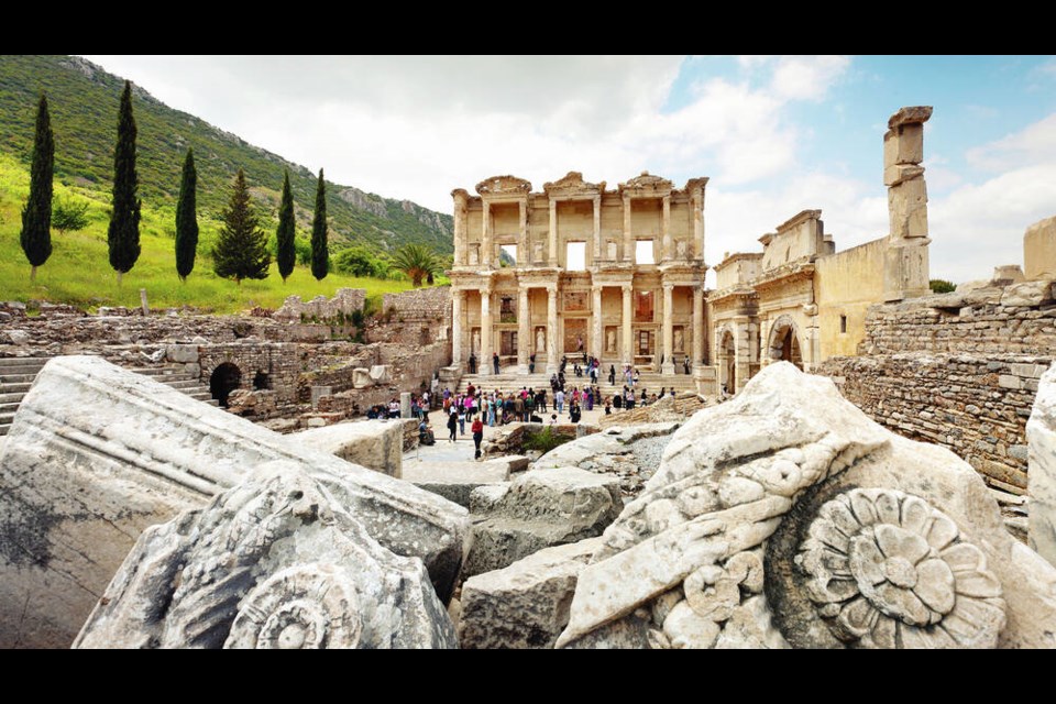 The monumental facade of the Library of Celsus, at Ephesus, makes it easy to imagine the grandeur of this ancient Greek and later Roman city at its peak. DOMINIC ARIZONA BONUCCELLI  