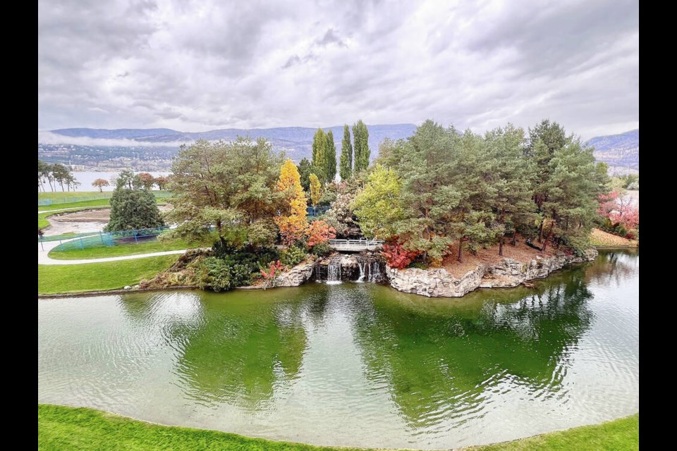 The view from the balcony of a waterfront-facing suite in the Royal Kelowna, a luxury resort in downtown Kelowna, shows off the beautiful fall foliage - one of the main reasons to visit Kelowna in autumn. KIM PEMBERTON 