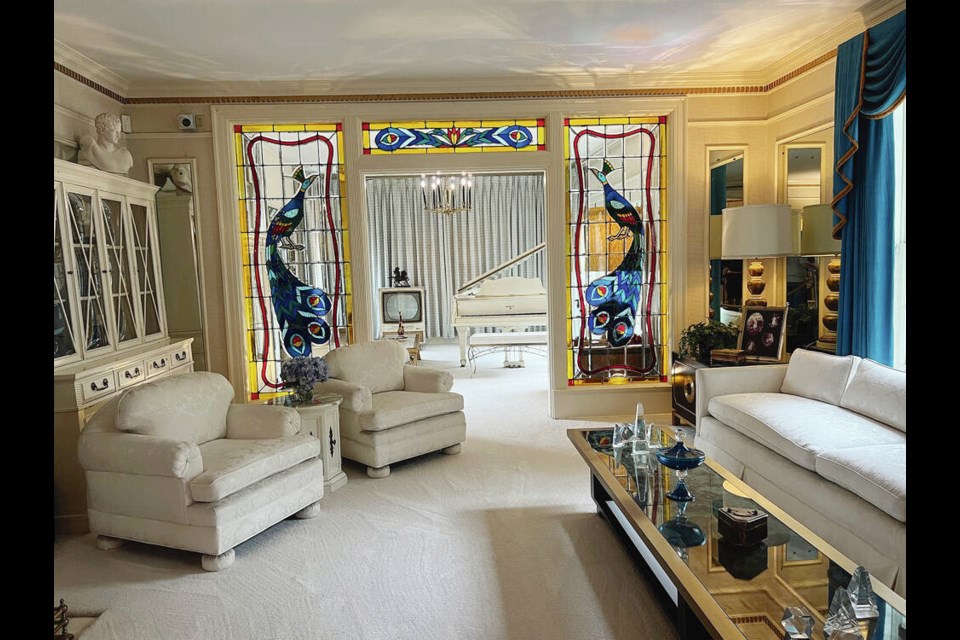 The main living room of Elvis Presley’s Graceland, with his white piano in the background. Visiting Graceland is like going back in time to the 1970s. Presley lived in the mansion for 20 years until his death there in 1977. KIM PEMBERTON 