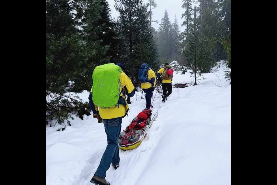 A Juan de Fuca Search and Rescue team takes equipment along the Kludahk Trail near Jordan River. VIA JUAN DE FUCA SEARCH AND RESCUE  