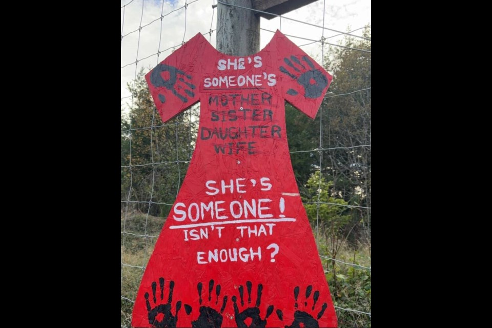 One of 48 wooden red dresses that was installed along the highway between Campbell River and the Comox Valley. VIA LESLIE HNATIW 