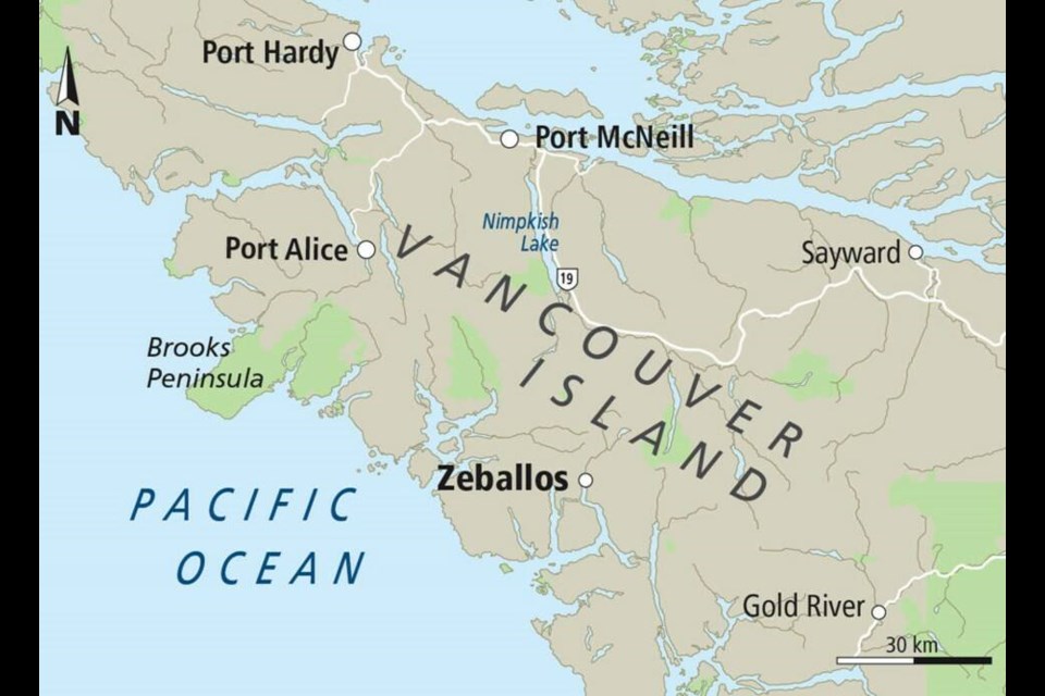 Zeballos on the northwest end of Vancouver Island. 