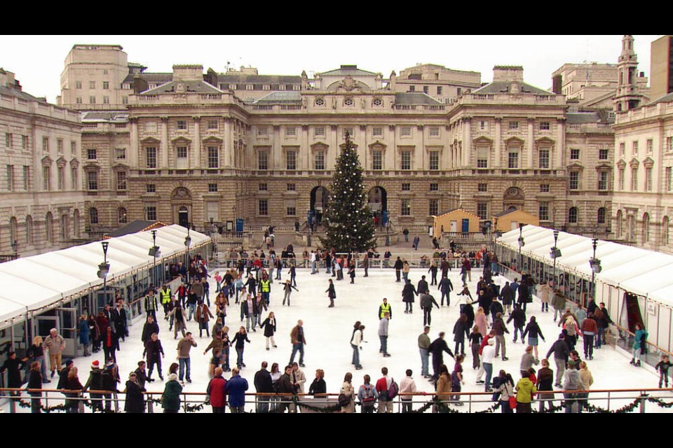 Skating in front of Somerset House is one of London's top winter activities.   RICK STEVES