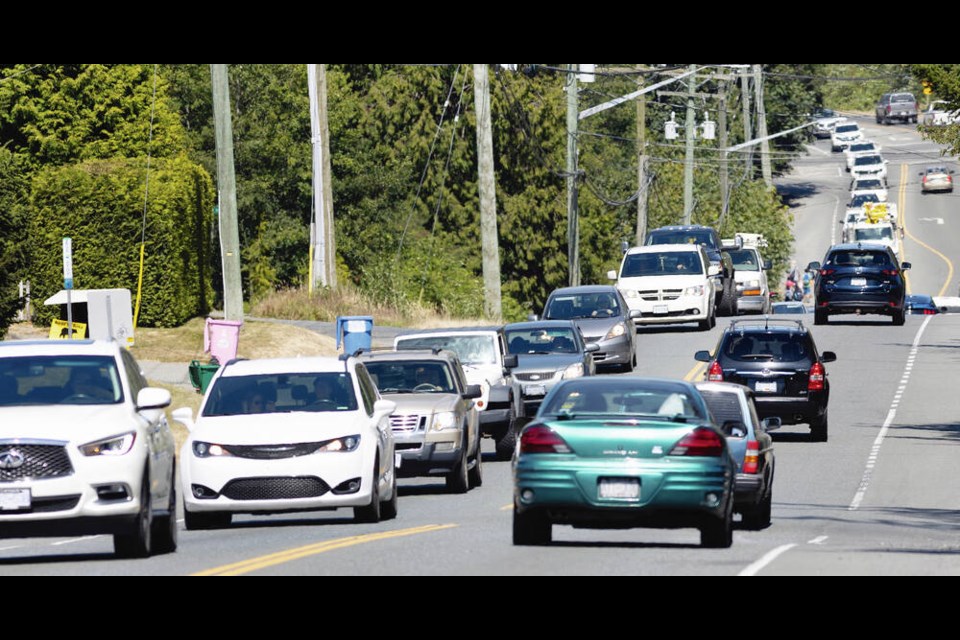 Afternoon traffic on Sooke Road near Charters Road last summer. DARREN STONE, TIMES COLONIST 