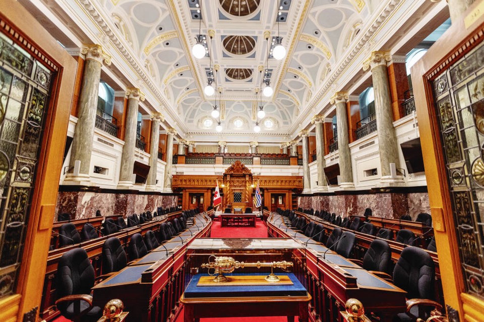 The legislative chamber at the B.C. legislature. DARREN STONE, TIMES COLONIST 