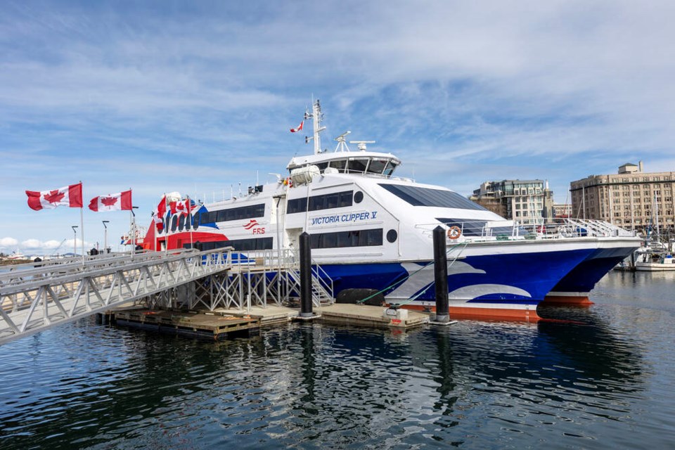 The Victoria Clipper at its new berth last week. The company says so far, Victoria-originating traffic is down about 30 per cent from the same period last year. DARREN STONE, TIMES COLONIST 